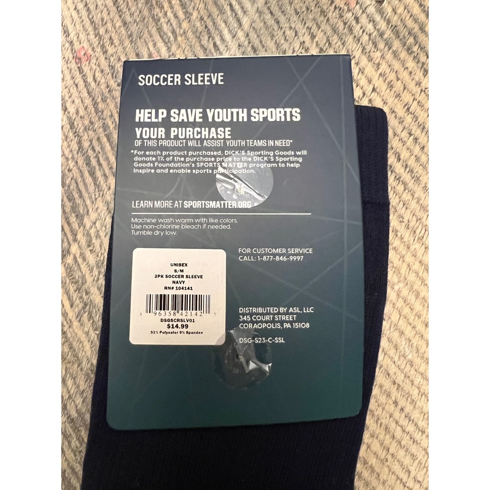 DSG Soccer Sleeve Kids S/M Navy NEW 2 Pack Compression‎ DSGSCRSLV01 - Picture 4 of 6